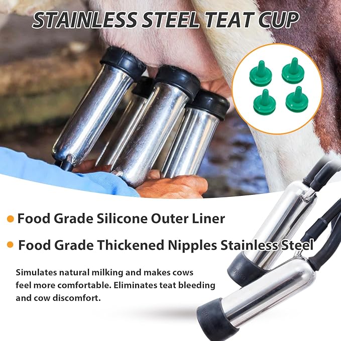 550W Electric Cow Milker: Portable 🚜, Food-Grade Cups 🥛 + 304 Stainless Steel Bucket ✨