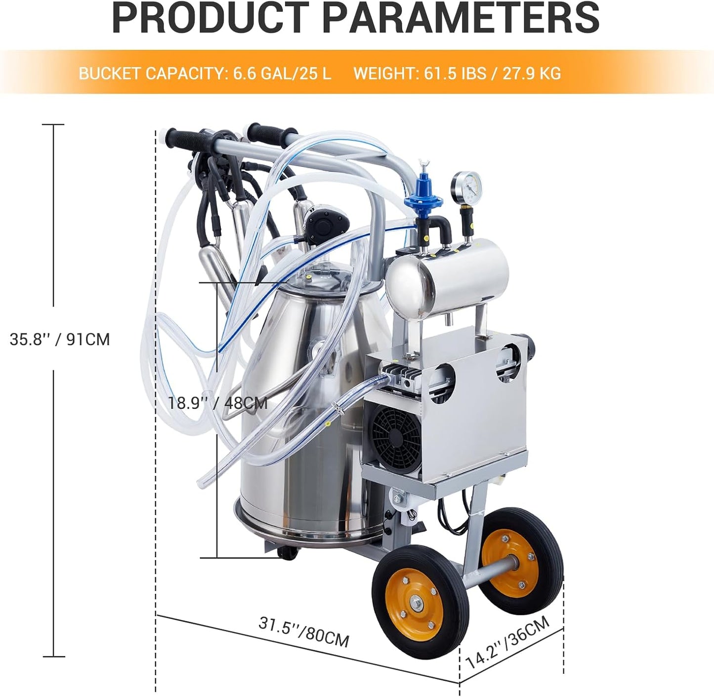550W Electric Cow Milker: Portable 🚜, Food-Grade Cups 🥛 + 304 Stainless Steel Bucket ✨