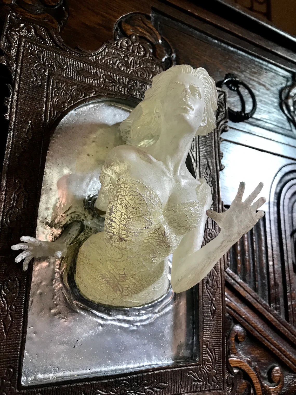 Large Resin Ghost-in-Mirror Wall Plaque 👻