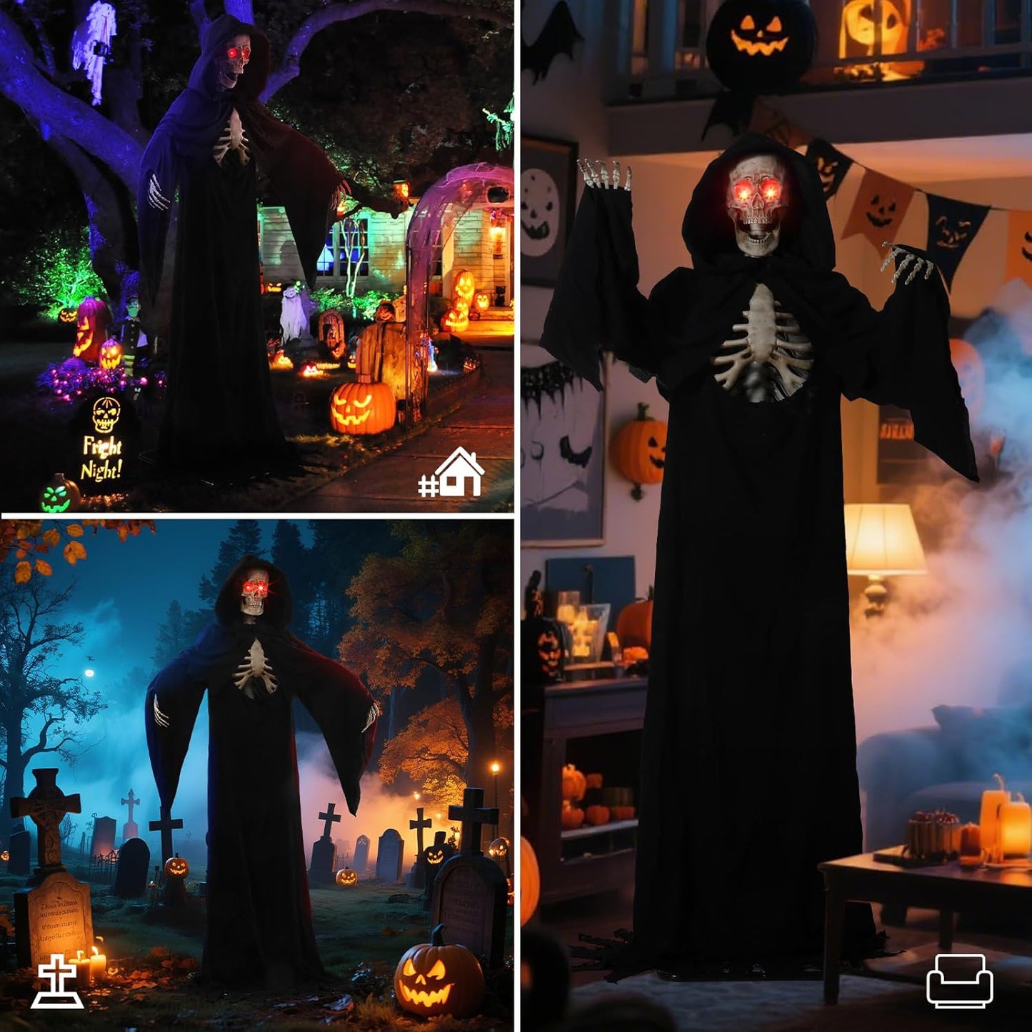 Quntis Scary Giant Skeleton – Lighted Eyes, Spooky Sound 👻