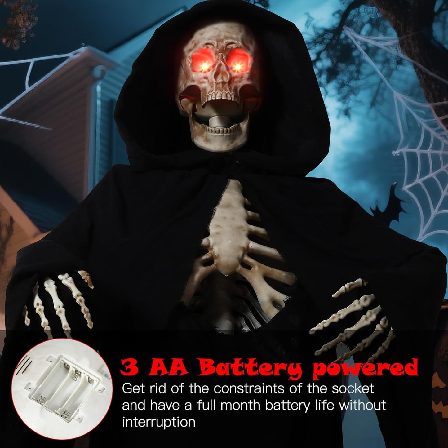 Quntis Scary Giant Skeleton – Lighted Eyes, Spooky Sound 👻