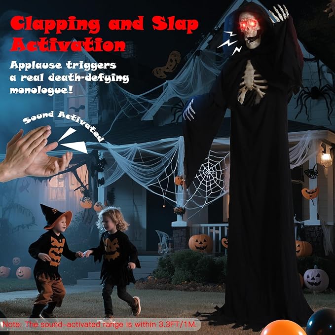 Quntis Scary Giant Skeleton – Lighted Eyes, Spooky Sound 👻