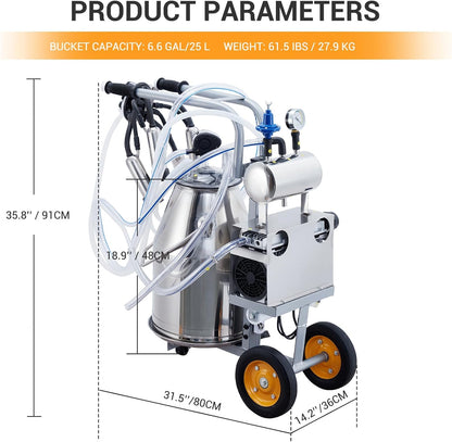 550W Electric Cow Milker: Portable 🚜, Food-Grade Cups 🥛 + 304 Stainless Steel Bucket ✨