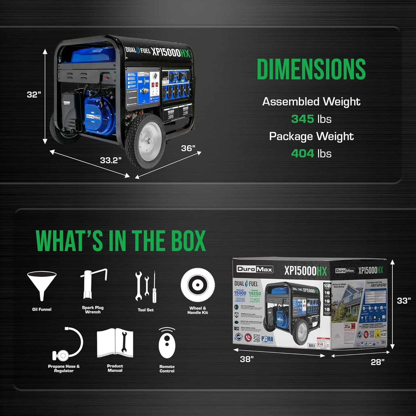 DuroMax XP15000HXT Dual-Fuel Generator