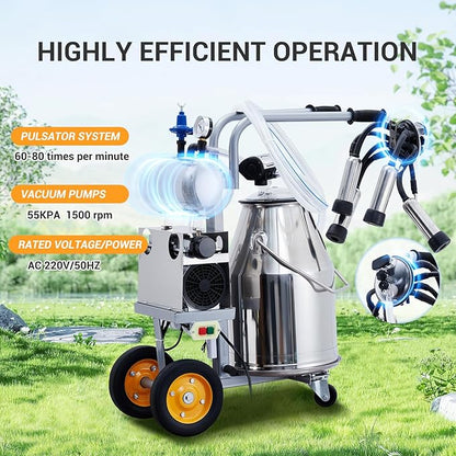 550W Electric Cow Milker: Portable 🚜, Food-Grade Cups 🥛 + 304 Stainless Steel Bucket ✨