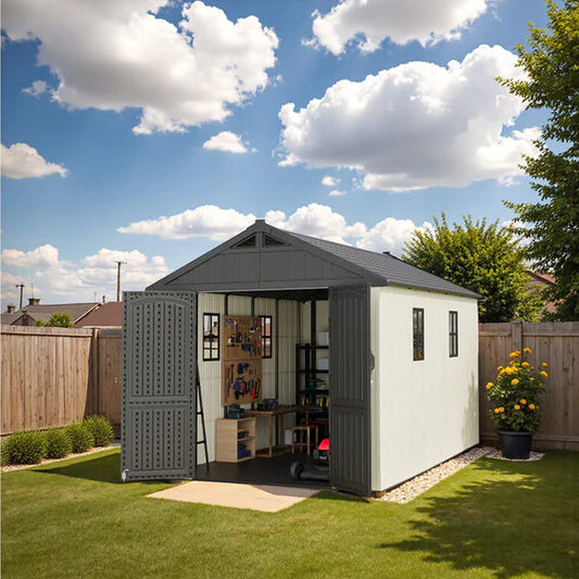 Outdoor Storage Shed – Metal Frame, White Top for Backyard/Garden 🪑