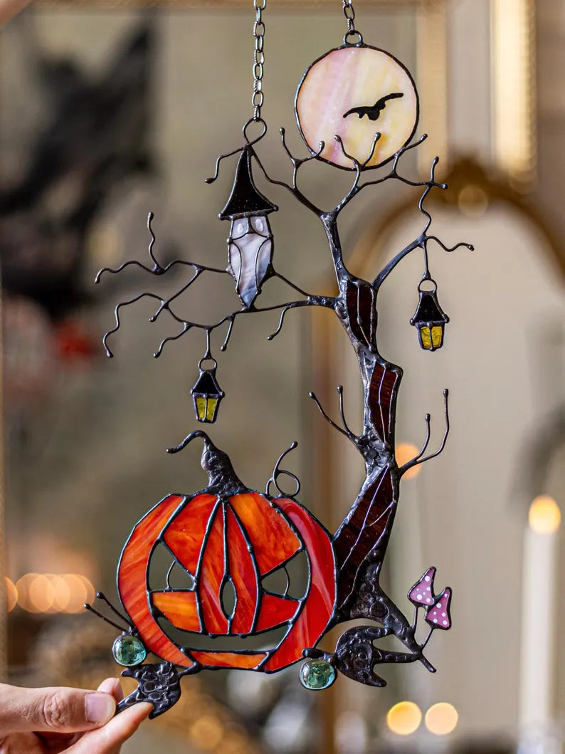 Mystical Pumpkin Tree Stained Glass 🎃