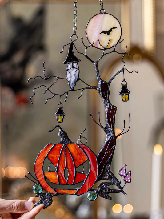 Mystical Pumpkin Tree Stained Glass 🎃