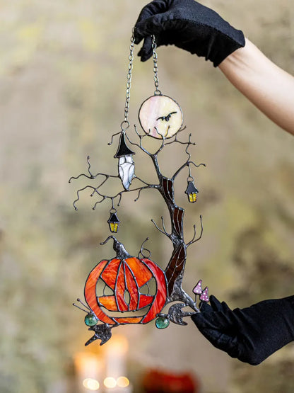 Mystical Pumpkin Tree Stained Glass 🎃