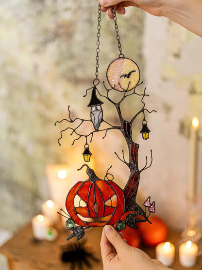 Mystical Pumpkin Tree Stained Glass 🎃