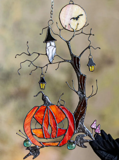 Mystical Pumpkin Tree Stained Glass 🎃