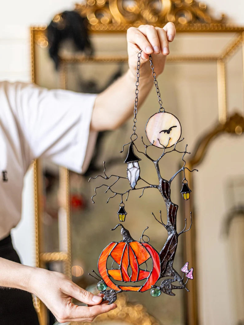 Mystical Pumpkin Tree Stained Glass 🎃