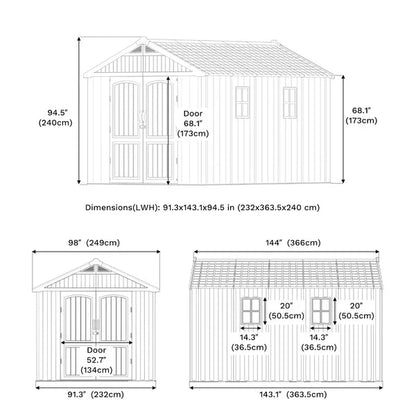 Outdoor Storage Shed – Metal Frame, White Top for Backyard/Garden 🪑