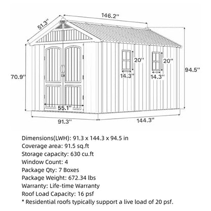 Outdoor Storage Shed – Metal Frame, White Top for Backyard/Garden 🪑